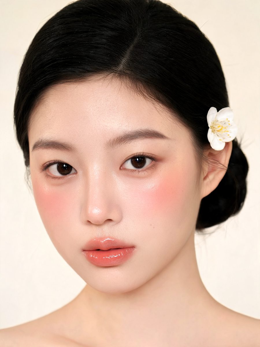 Korean glass-skin makeup by Noona Studio